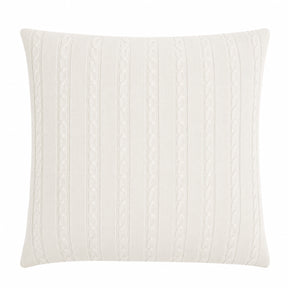 Cable Knit Cushion - 100% Off-White Wool 45x45cm