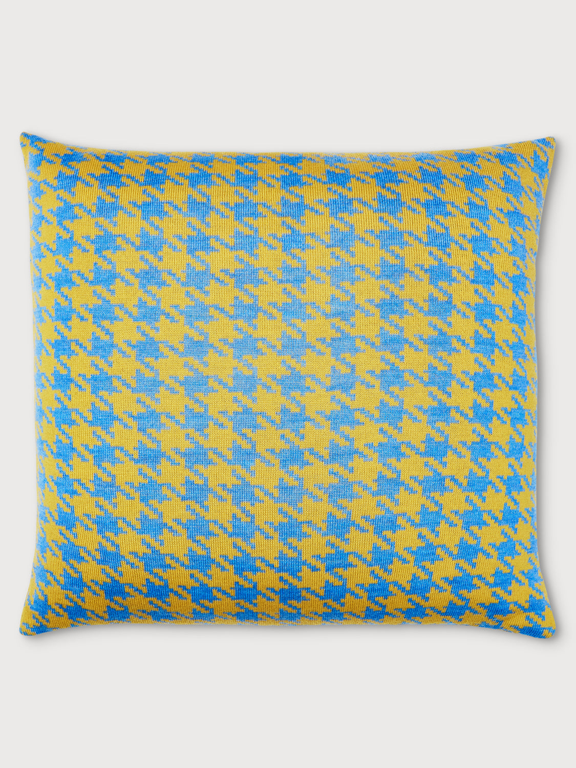 Houndstooth Baby Blue and Sunflower Yellow Cushion