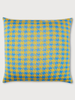 Houndstooth Baby Blue and Sunflower Yellow Cushion