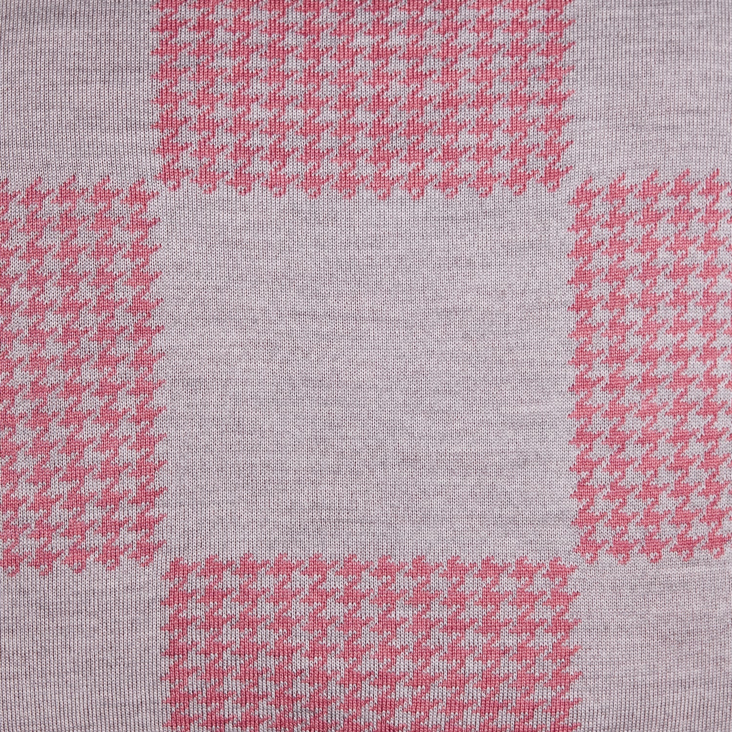 Squared Patch Houndstooth Candy Pink and Pearl Grey Cushion
