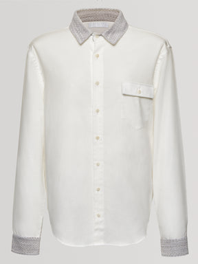 Silver Knit Collar Slim Fit Shirt