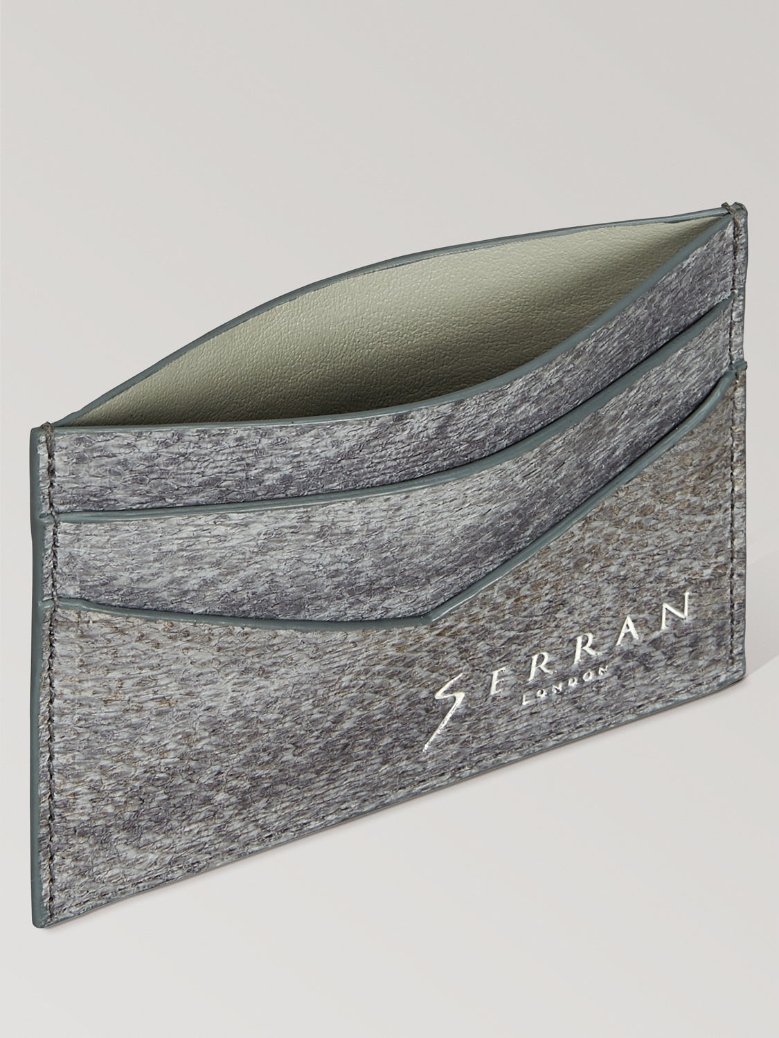 Pearl Grey Aquatic Leather Card Holder
