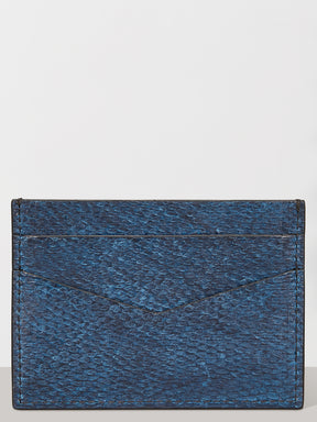 Naval Blue Aquatic Leather Card Holder