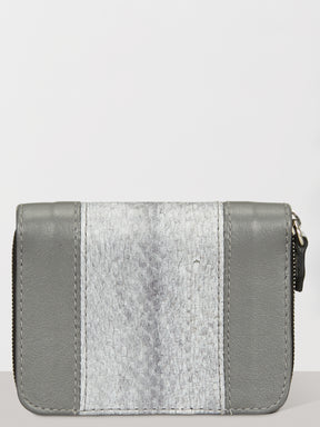 Zip Case Grey Aquatic Leather Card Holder