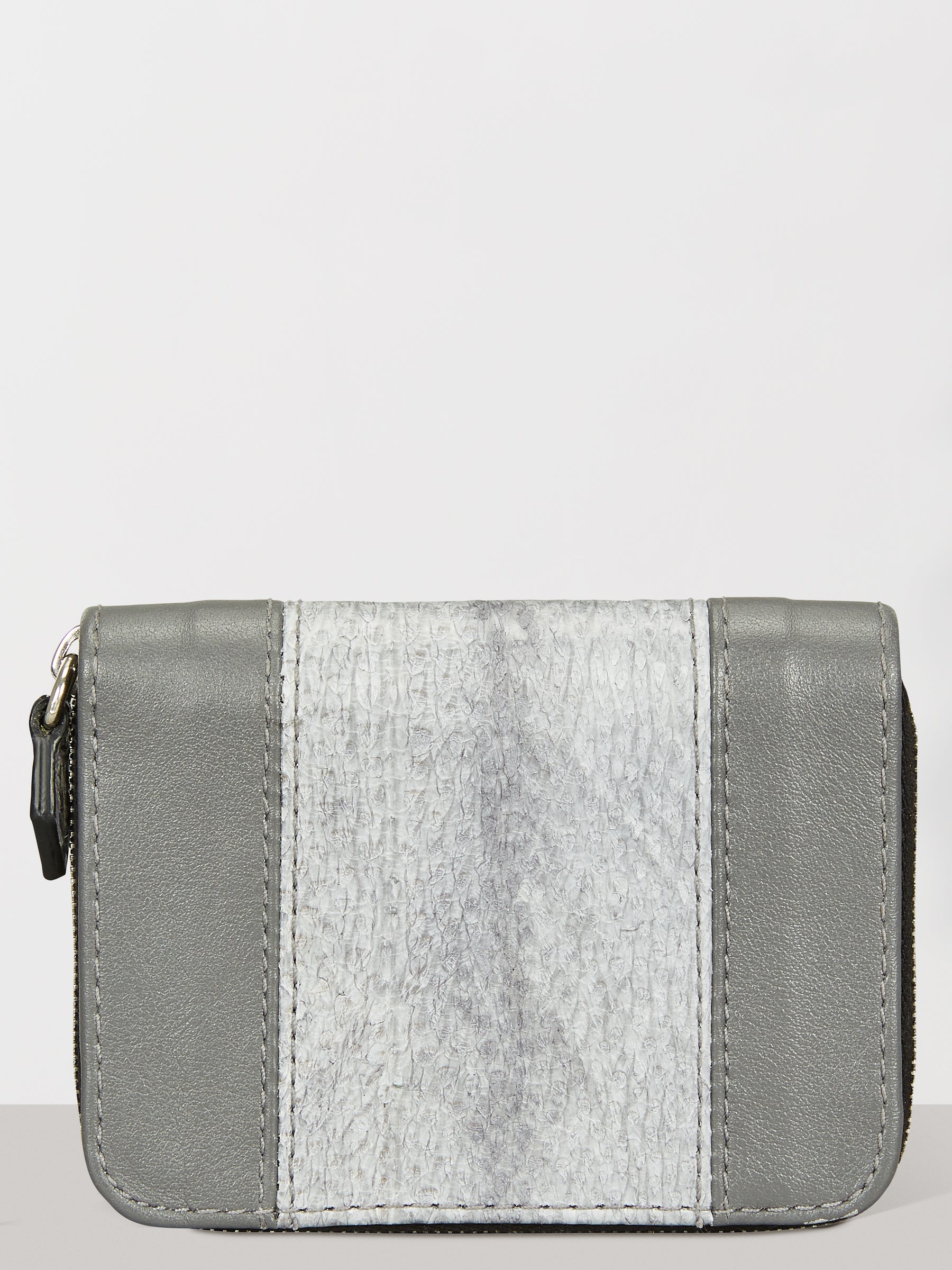 Zip Case Grey Aquatic Leather Card Holder