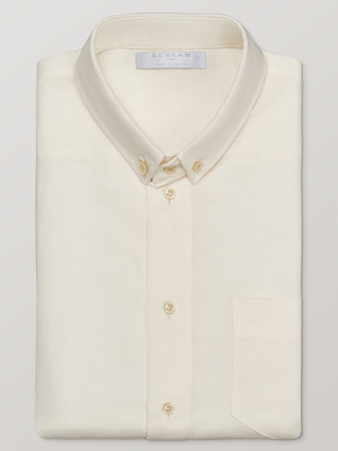 Cream Slim Fit Linen Shirt