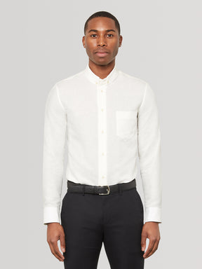 Cream Slim Fit Linen Shirt