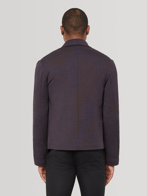 Houndstooth Knitted Jacket - Navy & Brown