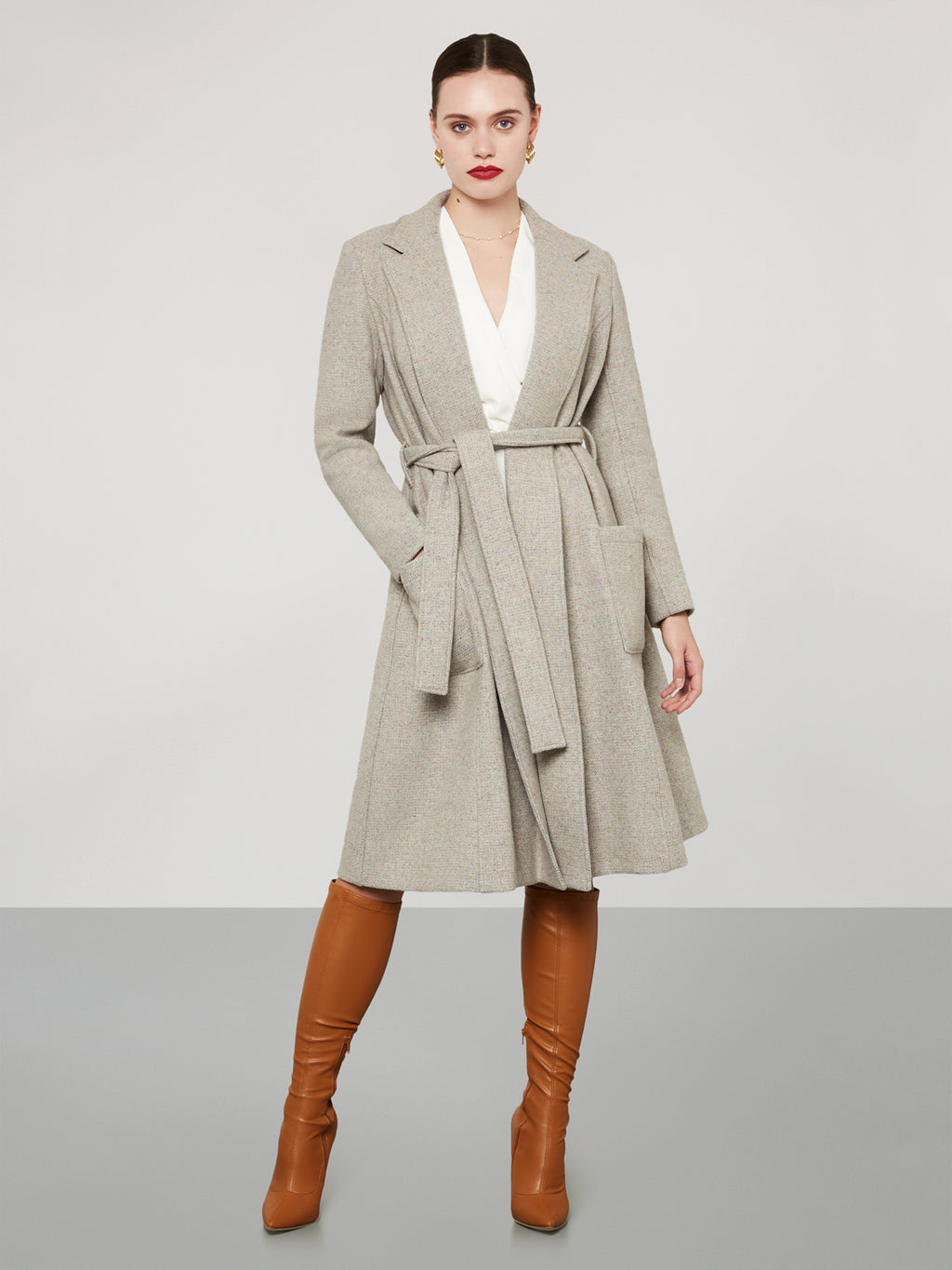 Grey wrap coat online